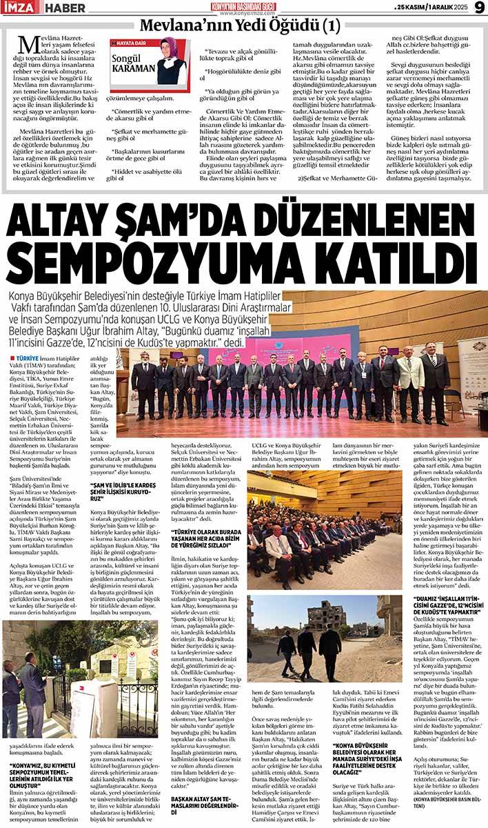 Konya İmza E-GAZETE (25 Kasım / 1 Aralık 2025) 9